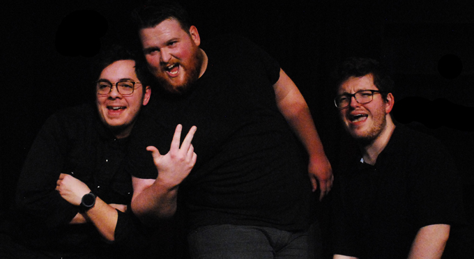 Jordan Estose, Tom Murdock, and Colin Sproule in The Complete Works of William Shakespeare (Abridged).