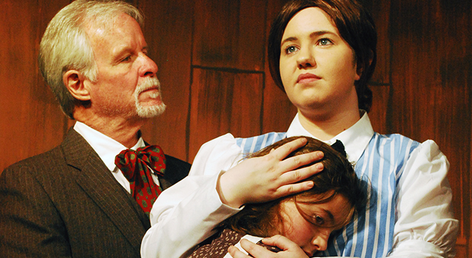 Jim McCullough, Lauren Gabbard, and Maria Vilardi in William Gibson's The Miracle Worker